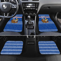 Cape Verde Christmas Car Mats with Blue Festive Pattern Sailing Santa and National Emblem Motif - Wonder Print Shop