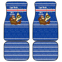 Cape Verde Christmas Car Mats with Blue Festive Pattern Sailing Santa and National Emblem Motif - Wonder Print Shop