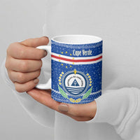 Cape Verde Christmas Ceramic Mug with Blue Festive Pattern Sailing Santa and National Emblem Motif - Wonder Print Shop