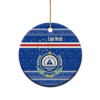 Cape Verde Christmas Ceramic Ornament with Blue Festive Pattern Sailing Santa and National Emblem Motif - Wonder Print Shop
