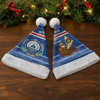 Cape Verde Christmas Santa Hat with Blue Festive Pattern Sailing Santa and National Emblem Motif - Wonder Print Shop
