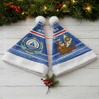 Cape Verde Christmas Santa Hat with Blue Festive Pattern Sailing Santa and National Emblem Motif - Wonder Print Shop