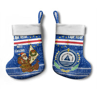 Cape Verde Christmas Stocking with Blue Festive Pattern Sailing Santa and National Emblem Motif - Wonder Print Shop