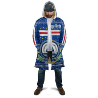 Cape Verde Christmas Cloak with Blue Festive Pattern Sailing Santa and National Emblem Motif - Wonder Print Shop