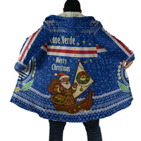 Cape Verde Christmas Cloak with Blue Festive Pattern Sailing Santa and National Emblem Motif - Wonder Print Shop