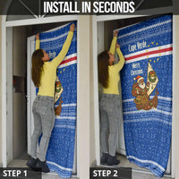 Cape Verde Christmas Door Cover with Blue Festive Pattern Sailing Santa and National Emblem Motif - Wonder Print Shop