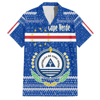 Cape Verde Christmas Family Matching Long Sleeve Bodycon Dress and Hawaiian Shirt with Blue Festive Pattern Sailing Santa and National Emblem Motif - Wonder Print Shop