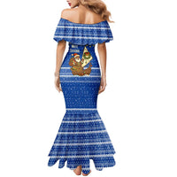 Cape Verde Christmas Family Matching Mermaid Dress and Hawaiian Shirt with Blue Festive Pattern Sailing Santa and National Emblem Motif - Wonder Print Shop