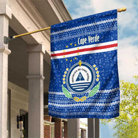 Cape Verde Christmas Garden Flag with Blue Festive Pattern Sailing Santa and National Emblem Motif - Wonder Print Shop