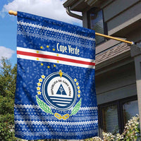 Cape Verde Christmas Garden Flag with Blue Festive Pattern Sailing Santa and National Emblem Motif - Wonder Print Shop