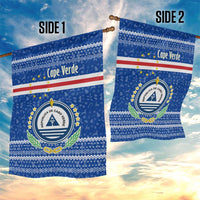 Cape Verde Christmas Garden Flag with Blue Festive Pattern Sailing Santa and National Emblem Motif - Wonder Print Shop