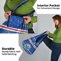 Cape Verde Christmas Grocery Bag with Blue Festive Pattern Sailing Santa and National Emblem Motif - Wonder Print Shop