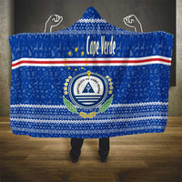 Cape Verde Christmas Hooded Blanket with Blue Festive Pattern Sailing Santa and National Emblem Motif - Wonder Print Shop