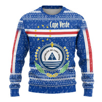 Cape Verde Christmas Ugly Christmas Sweater with Blue Festive Pattern Sailing Santa and National Emblem Motif - Wonder Print Shop
