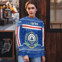 Cape Verde Christmas Ugly Christmas Sweater with Blue Festive Pattern Sailing Santa and National Emblem Motif - Wonder Print Shop