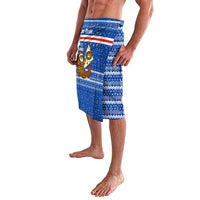 Cape Verde Christmas Lavalava with Blue Festive Pattern Sailing Santa and National Emblem Motif - Wonder Print Shop