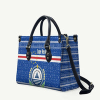 Cape Verde Christmas Leather Bag with Blue Festive Pattern Sailing Santa and National Emblem Motif - Wonder Print Shop