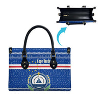Cape Verde Christmas Leather Bag with Blue Festive Pattern Sailing Santa and National Emblem Motif - Wonder Print Shop