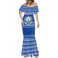 Cape Verde Christmas Mermaid Dress with Blue Festive Pattern Sailing Santa and National Emblem Motif - Wonder Print Shop