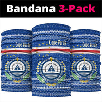 Cape Verde Christmas Neck Gaiter with Blue Festive Pattern Sailing Santa and National Emblem Motif - Wonder Print Shop