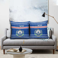 Cape Verde Christmas Pillow Cover with Blue Festive Pattern Sailing Santa and National Emblem Motif - Wonder Print Shop