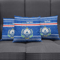 Cape Verde Christmas Pillow Cover with Blue Festive Pattern Sailing Santa and National Emblem Motif - Wonder Print Shop