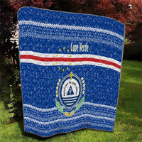 Cape Verde Christmas Quilt with Blue Festive Pattern Sailing Santa and National Emblem Motif - Wonder Print Shop