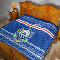 Cape Verde Christmas Quilt with Blue Festive Pattern Sailing Santa and National Emblem Motif - Wonder Print Shop