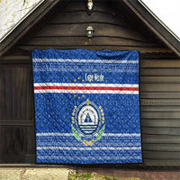 Cape Verde Christmas Quilt with Blue Festive Pattern Sailing Santa and National Emblem Motif - Wonder Print Shop