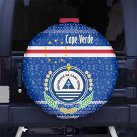 Cape Verde Christmas Spare Tire Cover with Blue Festive Pattern Sailing Santa and National Emblem Motif - Wonder Print Shop