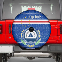 Cape Verde Christmas Spare Tire Cover with Blue Festive Pattern Sailing Santa and National Emblem Motif - Wonder Print Shop