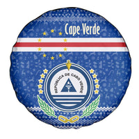 Cape Verde Christmas Spare Tire Cover with Blue Festive Pattern Sailing Santa and National Emblem Motif - Wonder Print Shop