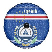 Cape Verde Christmas Spare Tire Cover with Blue Festive Pattern Sailing Santa and National Emblem Motif - Wonder Print Shop
