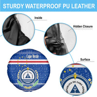 Cape Verde Christmas Spare Tire Cover with Blue Festive Pattern Sailing Santa and National Emblem Motif - Wonder Print Shop