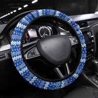 Cape Verde Christmas Steering Wheel Cover with Blue Festive Pattern Sailing Santa and National Emblem Motif - Wonder Print Shop