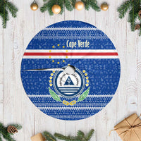 Cape Verde Christmas Tree Skirt with Blue Festive Pattern Sailing Santa and National Emblem Motif - Wonder Print Shop