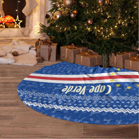 Cape Verde Christmas Tree Skirt with Blue Festive Pattern Sailing Santa and National Emblem Motif - Wonder Print Shop