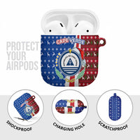 Cape Verde Christmas AirPods Case with Red and Blue Festive Pattern Christmas Tree and National Emblem Motif - Wonder Print Shop