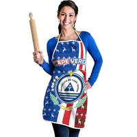 Cape Verde Christmas Apron with Red and Blue Festive Pattern Christmas Tree and National Emblem Motif - Wonder Print Shop