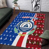 Cape Verde Christmas Area Rug with Red and Blue Festive Pattern Christmas Tree and National Emblem Motif - Wonder Print Shop