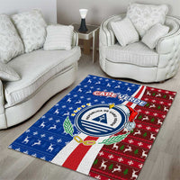 Cape Verde Christmas Area Rug with Red and Blue Festive Pattern Christmas Tree and National Emblem Motif - Wonder Print Shop