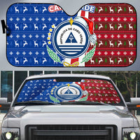 Cape Verde Christmas Auto Sun Shade with Red and Blue Festive Pattern Christmas Tree and National Emblem Motif - Wonder Print Shop
