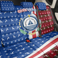 Cape Verde Christmas Back Car Seat Cover with Red and Blue Festive Pattern Christmas Tree and National Emblem Motif - Wonder Print Shop