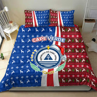 Cape Verde Christmas Bedding Set with Red and Blue Festive Pattern Christmas Tree and National Emblem Motif - Wonder Print Shop