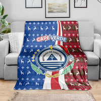 Cape Verde Christmas Blanket with Red and Blue Festive Pattern Christmas Tree and National Emblem Motif - Wonder Print Shop