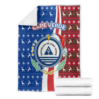 Cape Verde Christmas Blanket with Red and Blue Festive Pattern Christmas Tree and National Emblem Motif - Wonder Print Shop