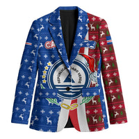Cape Verde Christmas Blazer with Red and Blue Festive Pattern Christmas Tree and National Emblem Motif - Wonder Print Shop