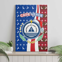 Cape Verde Christmas Canvas Wall Art with Red and Blue Festive Pattern Christmas Tree and National Emblem Motif - Wonder Print Shop