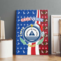 Cape Verde Christmas Canvas Wall Art with Red and Blue Festive Pattern Christmas Tree and National Emblem Motif - Wonder Print Shop