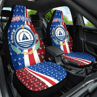 Cape Verde Christmas Car Seat Cover with Red and Blue Festive Pattern Christmas Tree and National Emblem Motif - Wonder Print Shop
